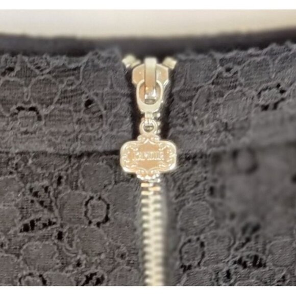 L'Amour Black Skater Mini Skirt Floral Eyelet Lace Shell Sexy Size L All Seasons - Picture 6 of 7